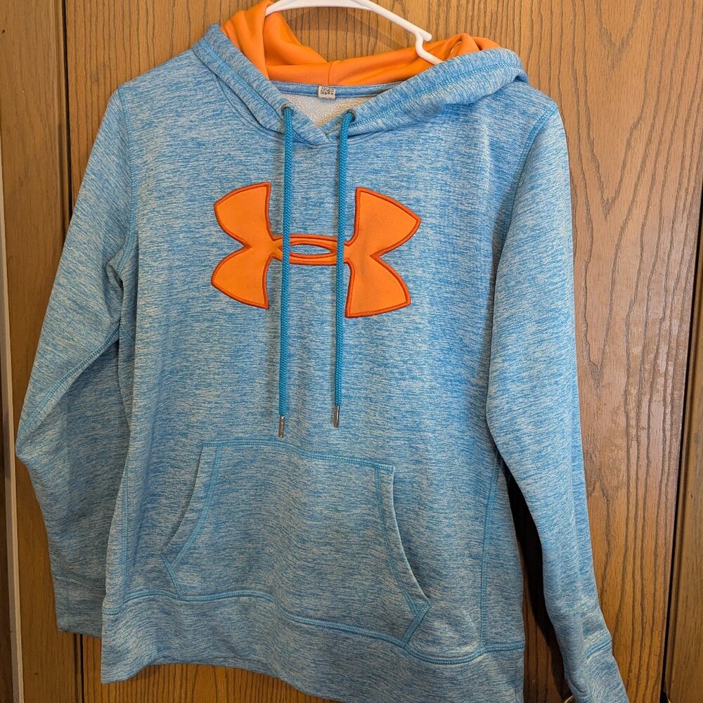 Under‎ Armour Cold Gear Hooded Sweatshirt Blue Orange-Women's Medium Hoodie